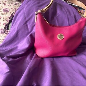 Kim Rogers Fuchsia and Tan Shoulder Bag